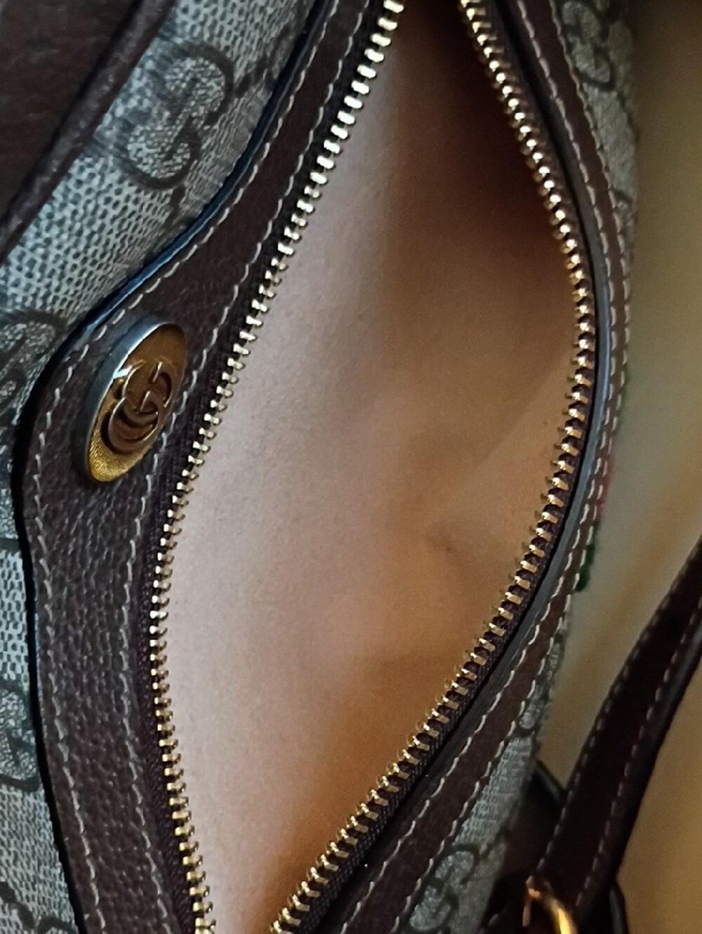 Gucci Beige/Brown Monogram Crossbody with Green-Red Web - Picture 11 of 11